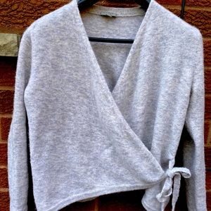 COS light grey alpaca and wool wrap cardigan